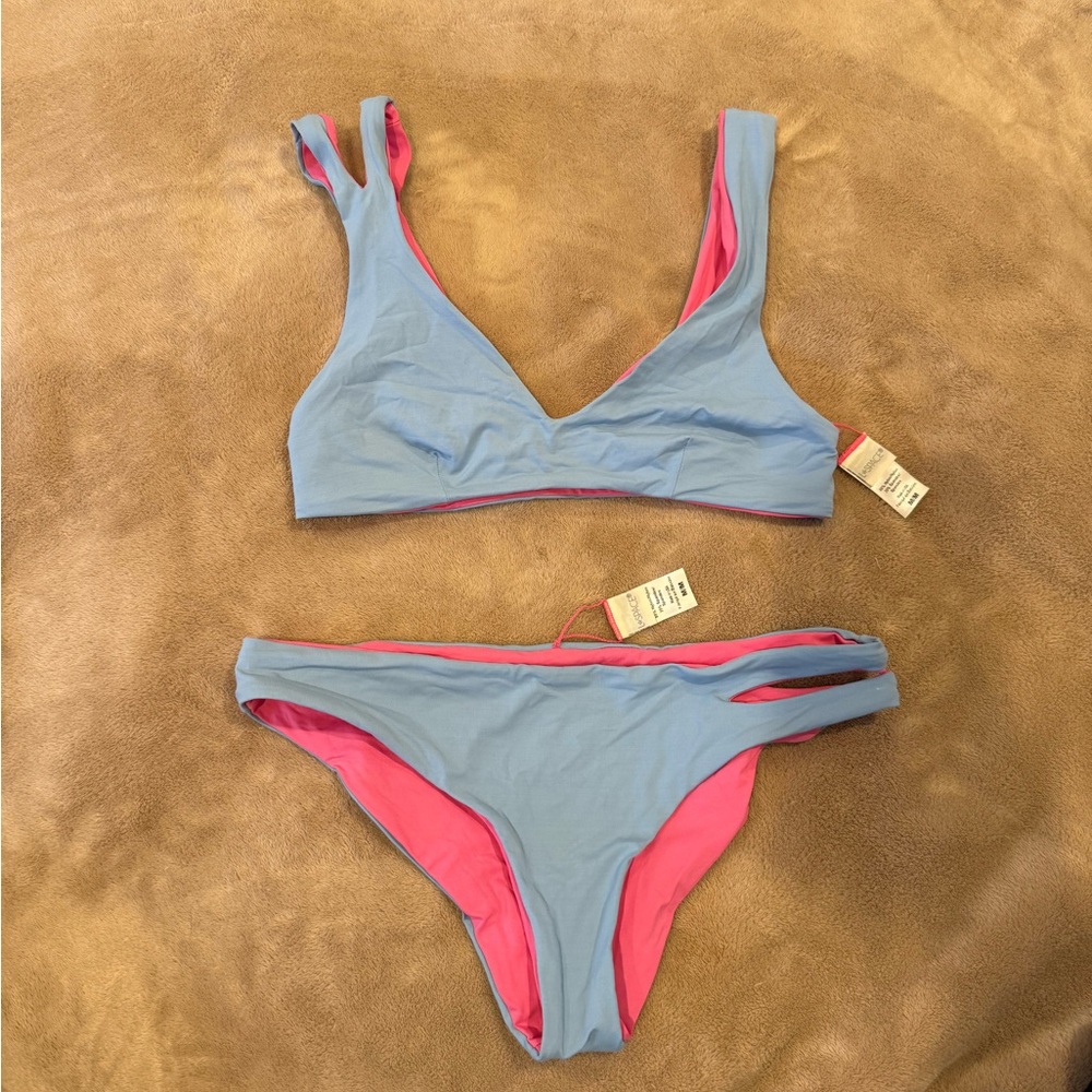L*Space Reversible Light Blue and Pink Bikini Set